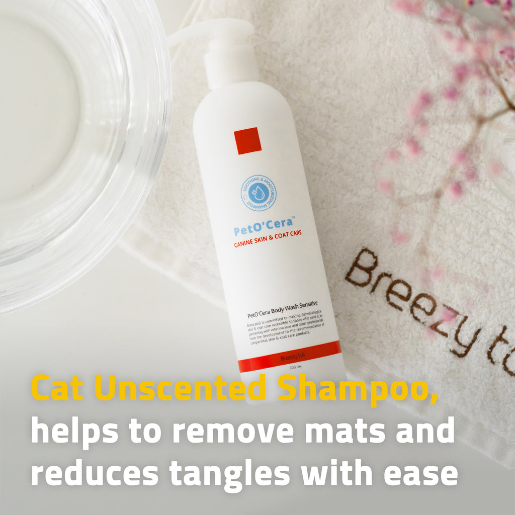 PetO'Cera Body Wash Sensitive Fragrance Free Cat Shampoo Breezytail
